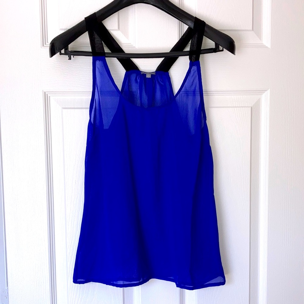 Blue Sheer Racerback Tank Blouse